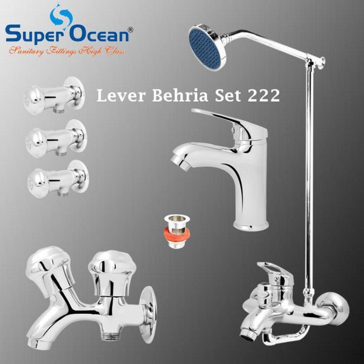 Bathroom Set Shower Set Wall Mounted Complete Bathroom Fitting 100% Brass Chrome Super Ocean Sanitary fittings Lever Bahria Set