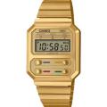 CASIO VINTAGE GOLDEN DIAL WITH GOLDEN BRACELET WATCH - A100WEFG-9ADF. 