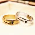 CUSTOMIZED SINGLE NAME RING WITH GIFT BOX PACKING THREE COLORS AVAILABLE GOLDEN,SILVER,BLACK (PERFECT GIFT TO SEND YOUR WIFE , HUSBAND , FIANCE OR ANY ONE). 