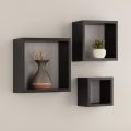 HRJ Mart Black, Floating Square Wall Shelves Nested Cubes, Set of 3, 9 by 9, 3. 
