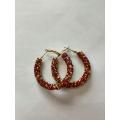 Charm Red n Gold Hoop Earring. 