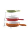 Luxury Heavy Duty 4-Tier Frying Pan Wire Rack And Plates Cupboard Storage Space Saver Organizer (White). 