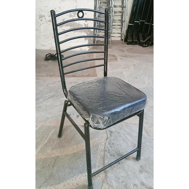 Black Color Coated Steel Chair with Soft Seat - Beautiful Back
