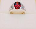 Men's Ring Natural Real Red Garnet Big Luxury Gemstone Fine Jewelry. 