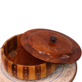 AL-SADIQ TRADERS | Wooden Hot Pot With Brass Work Hot Pot Handmade Kitchen Accessories 12 x 12 inch customized. 
