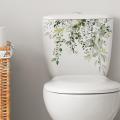 Green Plant Leaves Wall Sticker Bathroom Toilet Decor Living Room Cabinet Home. 