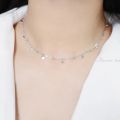 Choker Necklaces for Women Real 925 Sterling Silver Geometric irregular Round Necklaces Clavicle Chain Cute Jewelry Accessories. 