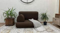 Minimalist Black Floor Sofa, Linen Floor Cushion, Black Linen Japanese Decoratate room with Portable sofa set Handcrafted Meditation Living Relaxing Stylish floor seating. 