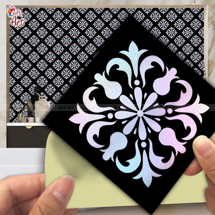 Peel & Stick Wall Décor - Waterproof Silver Foil Geometric Stickers ...