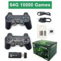 2.4G Wireless Controller Game Stick With 64gb Tf Card Plug and Play Video Game Stick Built in 10000+ Games, 4K High Definition HDMI Output with Two Game Controllers. 