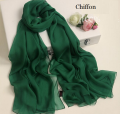 STOLES OR DUBATTA IN DEEP GREEN SHIFFON. 