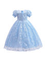 Toddler Girls Lace Princess Dress, Sleeveless Round Neck 3D Flower Formal Dress Party Gown. 