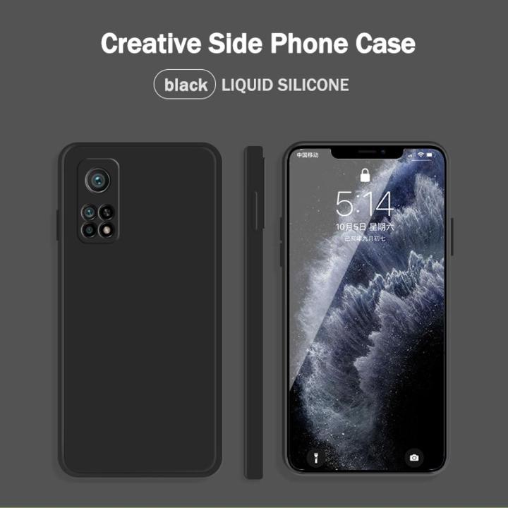Lenuo Luxury Square Liquid Silicone Phone Case For Xiaomi Mi 10T Pro / 10T 5G Thin Soft Back Cover Candy Casing