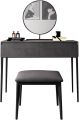 Multifunctional Dressing Table - A Makeup Table with Simple Storage Cabinet, Integrated Small Dressing Table with Ordinary Mirror, and Tufted Stool for a Dynamic Wooden Dressing Experience. 