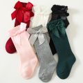 【HOT】 New Kids Socks Toddlers Girls Big Bow Knee High Long Soft Cotton Baby Socks Kids Solid Colour Cute Bow Girls Socks. 