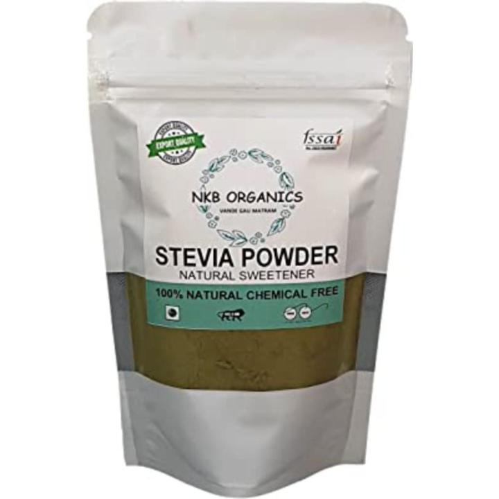 NKB Organics Stevia Leaf Powder | 100% Natural & Pure | Zero Calorie Sugar Free Natural Sweetener| Natural Diabetes and Weight Management| (100 GM)
