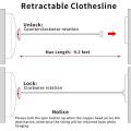 2.8m stainless steel clothesline rope Retractable clothesline indoor Stainless Steel round Clothesline outdoor Clothes Dryer. 