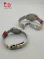 CD COLLECTION COUPLE WATCHES METALLIC CHAIN AND CUT CASE WITH PUSH BUTTON LOCK DIFFERENT COLOURS AVAILABLE WITH FREE BOX. 