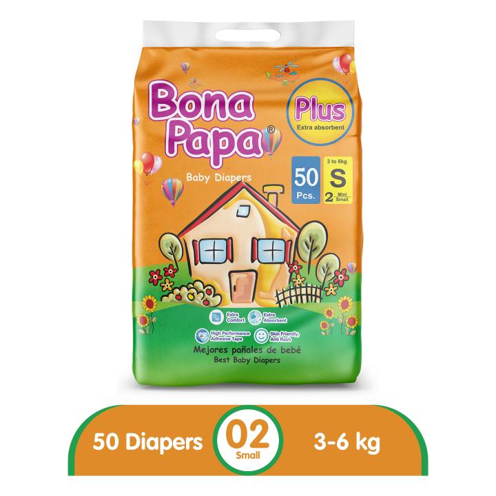 Bona Papa Plus Diapers - Plus Economy Pack Small Size 2 - 50 Pcs - 3-6kg