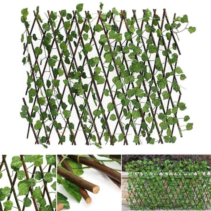 Extension Type Small/large Garden Buildings Fence Artificial Green Leaf Branch Net Wooden Home Restaurants Wall Decoration