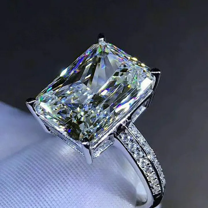 Big Rectangle CZ Stone Silver Plated Wedding Ring New ring with extra ...