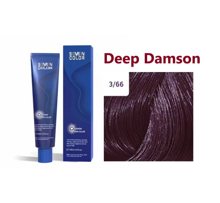 SEVEN COLOR Professional Hair Color Cream Tube 3/66 Deep Damson Hair Color Permanent Hair Color Dye Cream 100ml