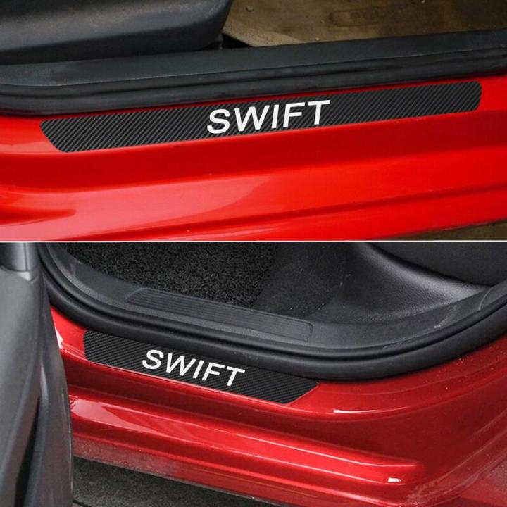 4 PCS Swift Car Door Sill Protector 3D Carbon Fiber Scuff Protective Door Sill Cover Panel Sticker, Car Stickers, Stickers for Car