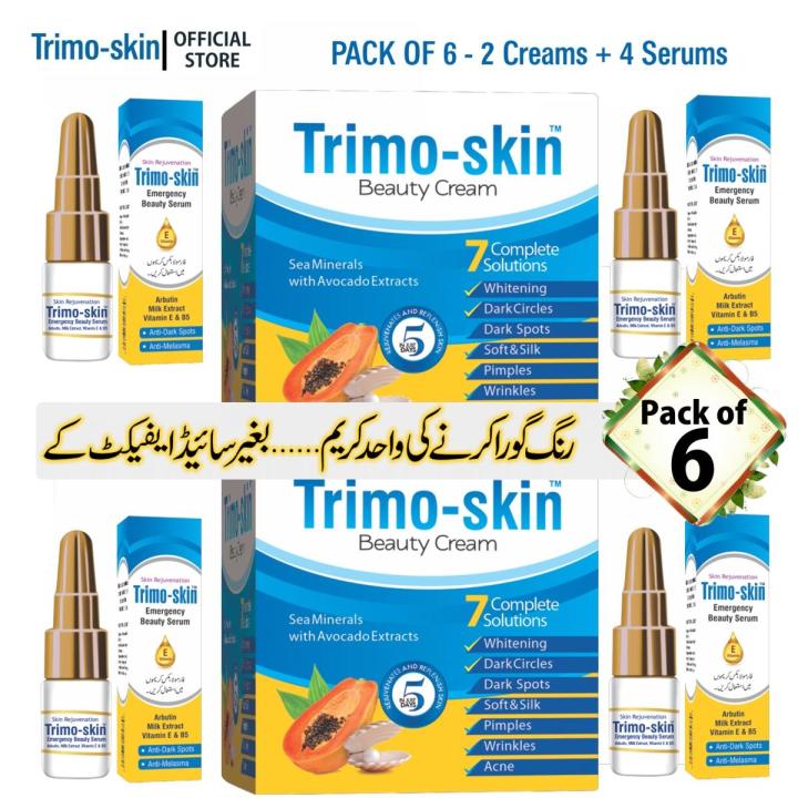 Pack of 6 - 2 Skin Whitening Creams + 4  Skin Lightening Serums - Achieve Radiant and Whitened Skin
