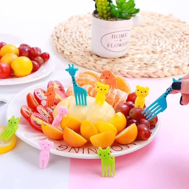 50 pcs Food Picks, Fun Cute Mini Reusable Cartoon Animal Fruit Toothpick for Picky Eaters, Lunch Accessories/Bento Decorations For Toddler And Kids