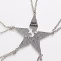 5-piece Best Friend Stitching Necklace Male And Female Students Bff Friendship Pendant Star Metal Chain Choker Jewelry Gift. 