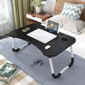 Wood Land Wooden Gaming Laptop Table For Bed Foldable Stand Ergonomic Portable Drawing Notebook Reading Food Breakfast Serving With Inbuild Tablet And Cup Holder Slots Couch Black Brown Pink Yellow Green White Blue. 