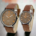 Fashionable Watches pack of 2 Precious Look Casual/Formal Round Black Premium Artificial Leather Watch For Couple, Couple Watches. 