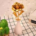 Gold Rose Flower Foil Plated Plastic Artificial Roses Valentines Day Gift Beauty Golden Flowers For Home Wedding Decoration 1Pcs. 
