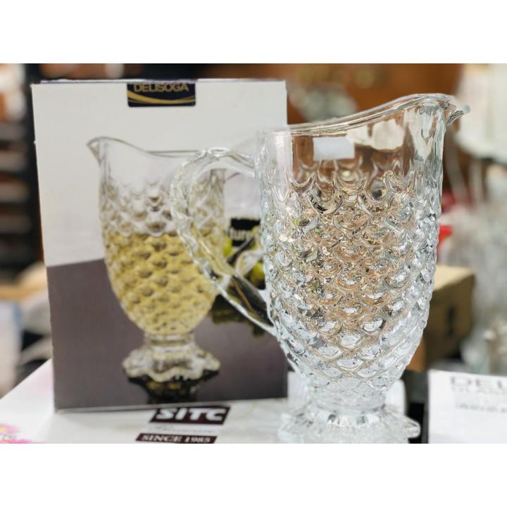 DELISOGA Glassware 1.85 Liter Water Jug - Pitcher- High Borosilicate Glass