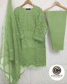 Stylish Heavy Embroidered Organza Kurti & Dupatta 3 Piece Suit for Women - Embroided Dresses for Women. 