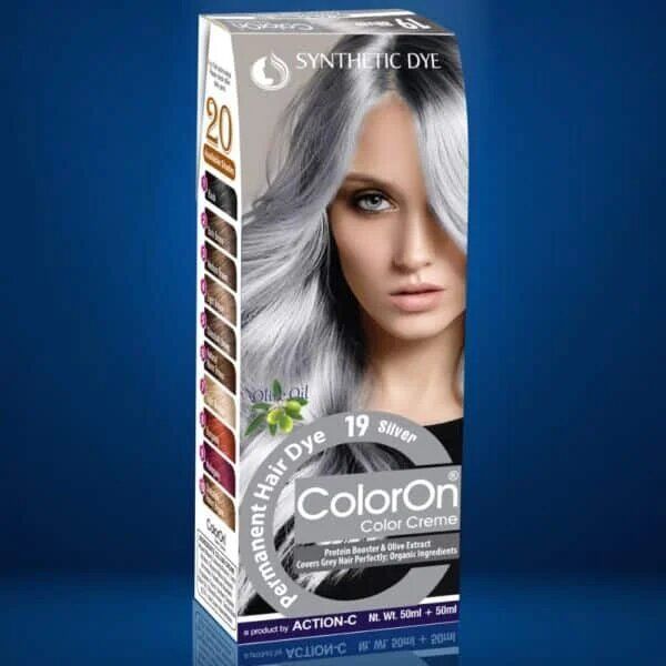 Color On Synthetic Dye Hair Permanent Hair Color Shade 19 Silver