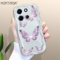 Hontinga for Infinix Note 30 4G 5G Back Cover Beautiful Butterfly Cream Texture Phone Case Wavy Edge Soft Silicone Cover. 