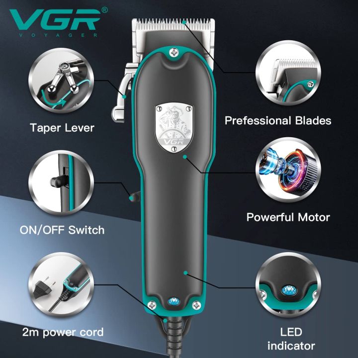 VGR V-123 Professional Corded Hair Clipper for Men, Shaving Machine for Men, Mens shaver, Premium Quality Shaver for men, Hair Trimmer for men, Adjustable Blade Clipper and trimer, Direct Electric
