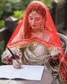 Qabool Hai Red Net Nikkah Dupatta With Groom Name. 