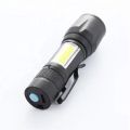 Pocket size torch light - Mini LED Micro USB Charging with Cable and Case - Powerful torch COB Small Rechargeable - Swat Rechargeable Hand Lamp -Mini Flashlight Built In Battery Zoom Torch -  Adjustable Outdoor Waterproof emergency Pocket Light. 
