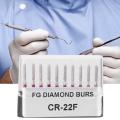 Dental Diamond Burs Drills 10pcs CR-22F Dentistry Stainless Steel 1.6mm Round Handle. 