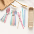 Food Fork Spoon Set Portable Eco-friendly Cutlery Set with Box Ideal for Students Office Workers in Southeast Asia. 