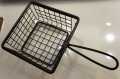 Portable Square French Fries Black Metal Basket. 