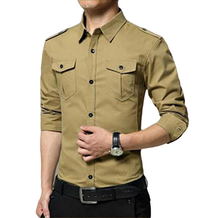 Xeesh Collection Khaki Double Pocket Style Shirt For Men EC-126(A)