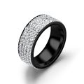 Yiwu futian market wholesale Fashion Jewelry Titanium Steel Five Row Diamond Rings Stainless Steel men Diamond Rings. 