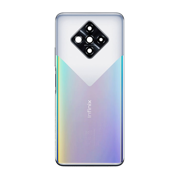 Infinix Zero 8i Middle Frame Housing With Side Button and Replacement Battery Back Door With Camera Lens For Infinix Zero 8i - Silver Burrak