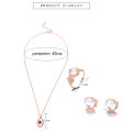 Elegant Aurora Oval Zircon Necklace Earring Ring Jewelry Set For Women Romantic Gold Plated Faux Opal Wedding Gift Accessories. 