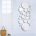 28Pcs 3D Mirror Wall Art Wall Sticker,Geometric Circle Mirror Self-adhesive Wall Stickers,DIY Stickers Wall Decor for Living Room Bedroom TV Background Wall Decorations. 