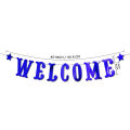 WELCOME THEME PARTY WORD BANNER WITH RIBBON FOR WALL DECORATION. 