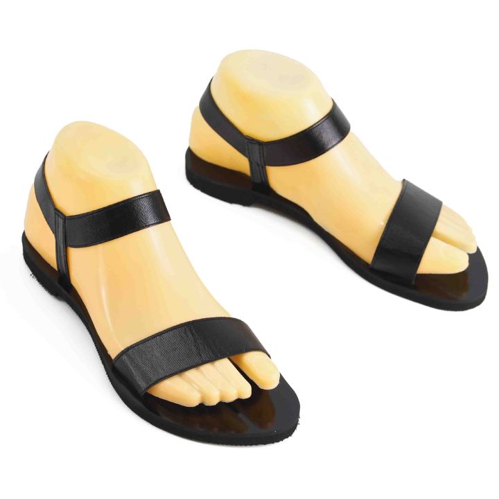 Flat Sandals For Women | Fancy Elastic Slippers In Golden And Black - Sandals For Girls And Ladies